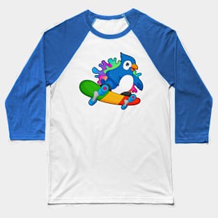 Parrot as Skater with Skateboard Baseball T-Shirt